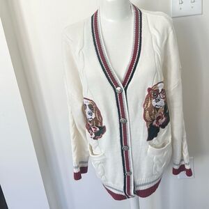 Only Edge Luxury Puppy Knit Cardigan Sweater L